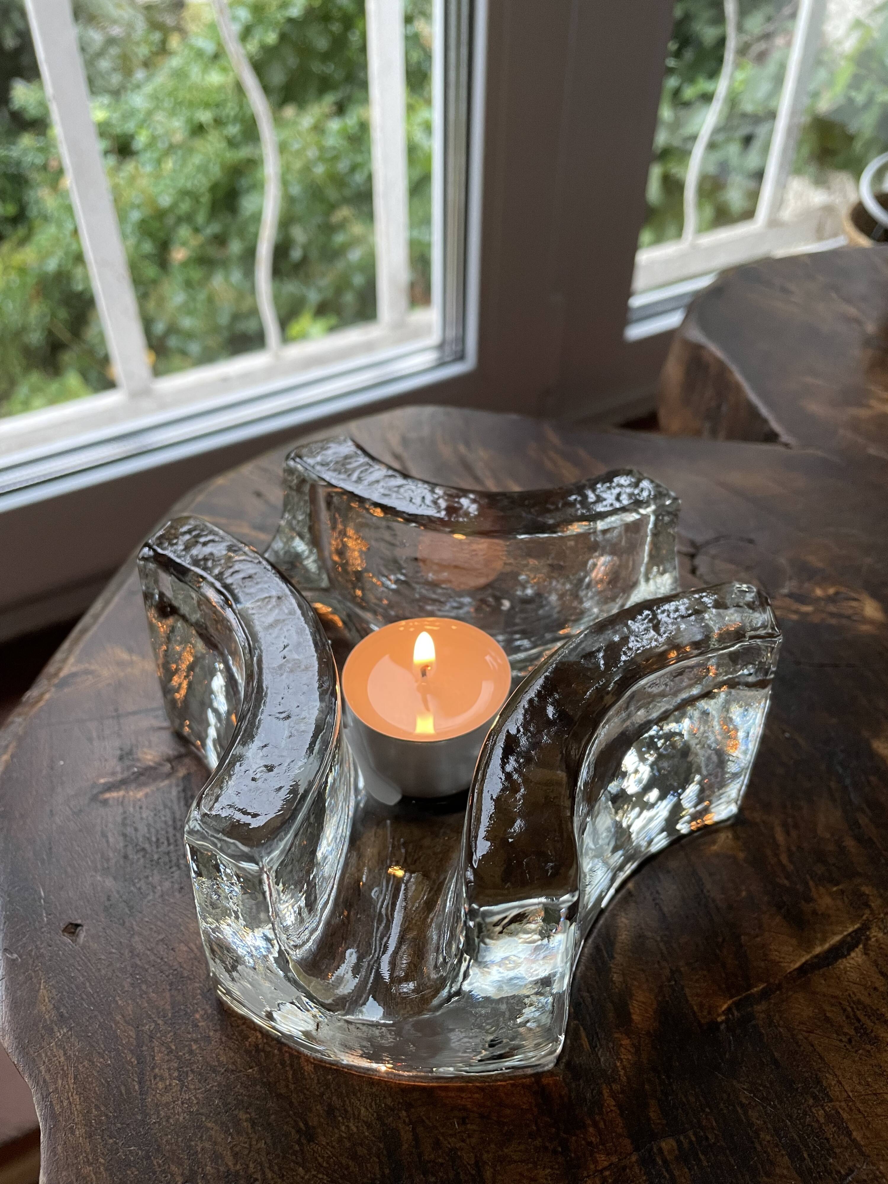 Bougeoir en verre lourd, chauffe-thé ou assiette