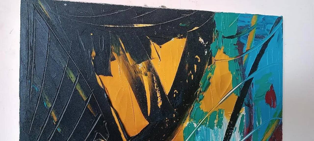 Abstract painting by Simone Ciani, oil on canvas, 20th century