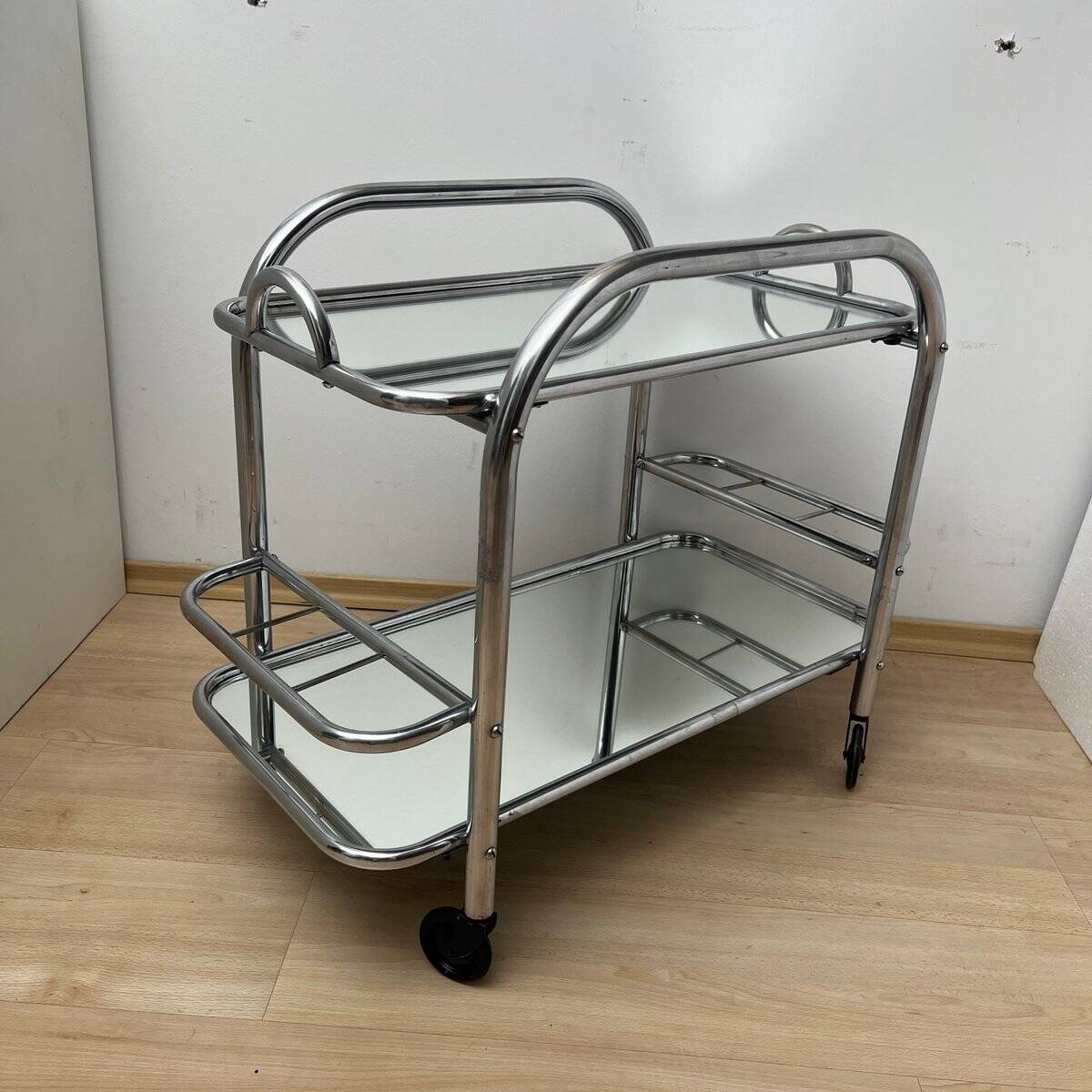 Art Deco Chromed Steel Bar Cart by Robert Mallet-Stevens, France, 1925