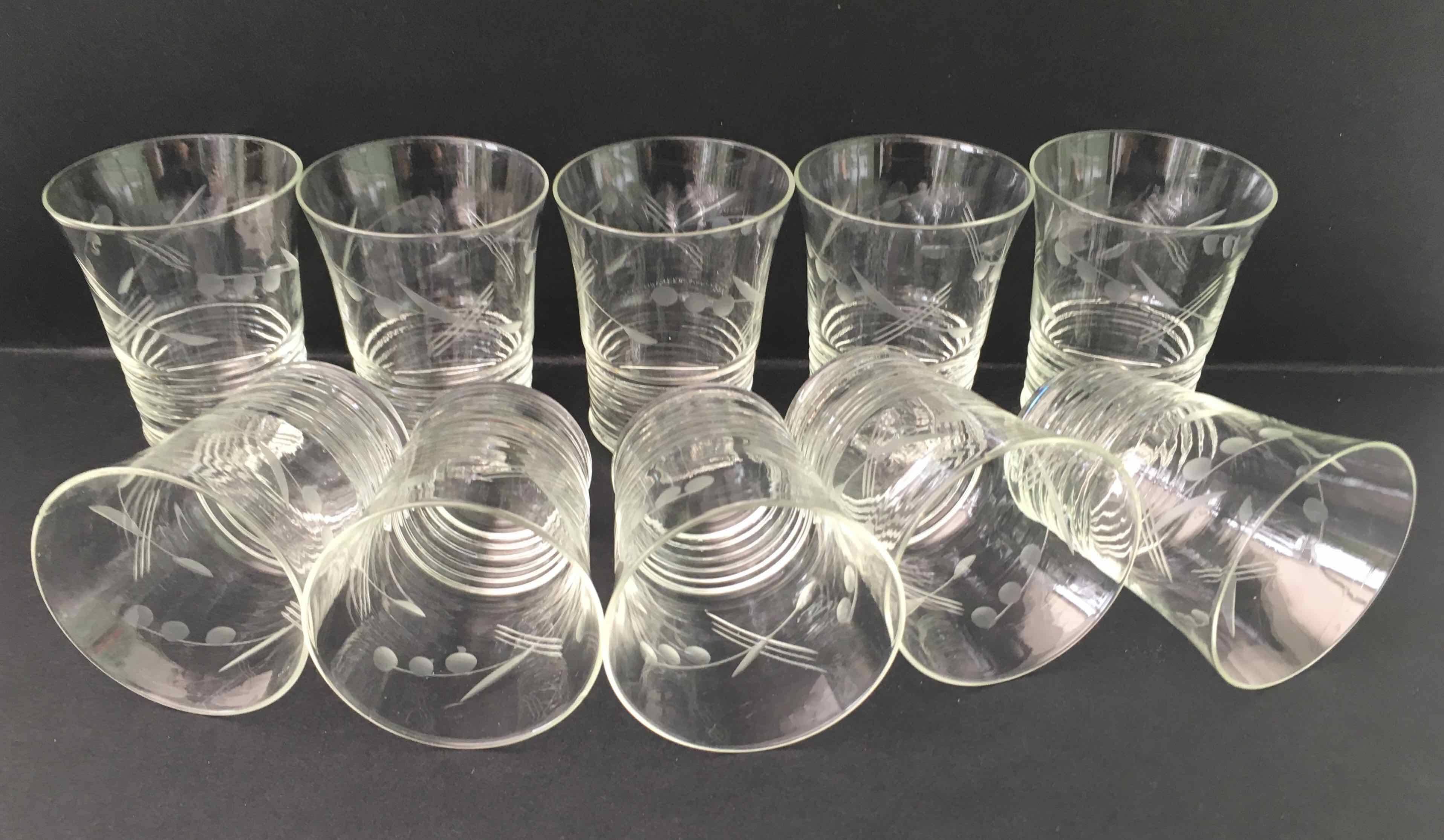 10 chiseled goblet glasses from the 40s