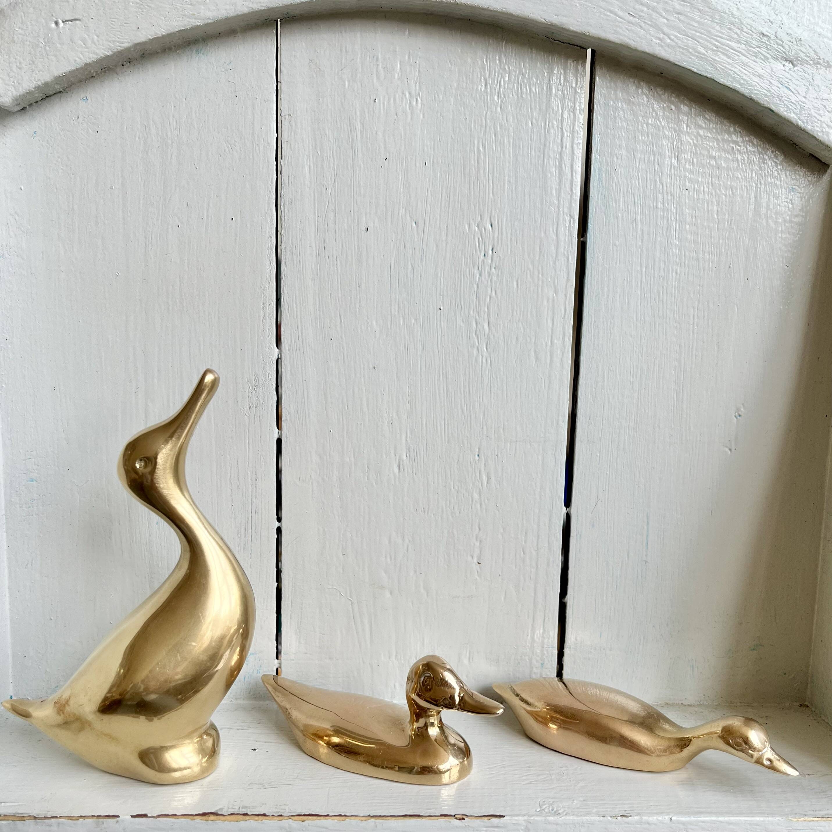 Three ducks or trio in solid brass