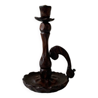 70s wooden candle holder