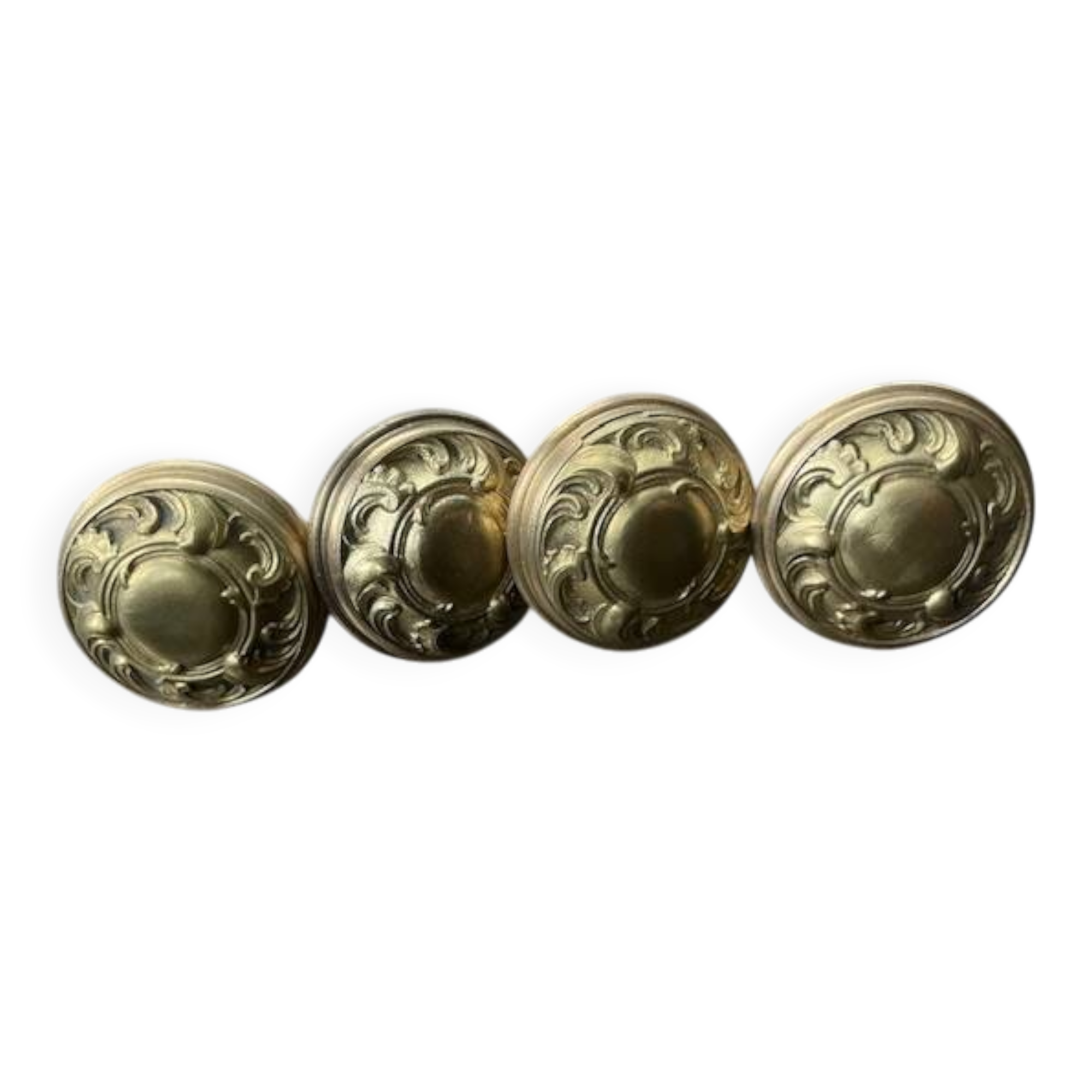set of 4 antique brass furniture handles/buttons