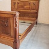 Vintage old walnut bed carved late nineteenth century