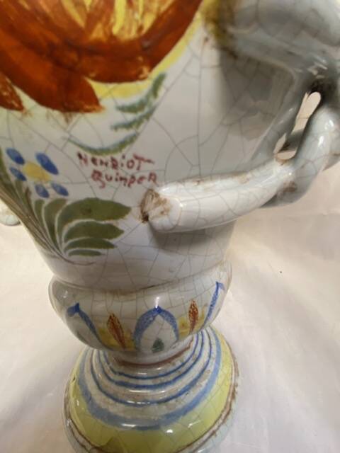 Henriot Quimper Brittany amphora vase 1940