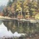 Huile sur toile  paysage lacustre signé g. o. baudoin xx ème - 1975