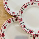 X6 pink flower plates monique ceranord france-retro-vintage