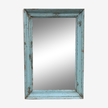 Old blue wooden mirror