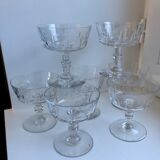 Lot of 7 champagne glasses in crystal engraved early twentieth century