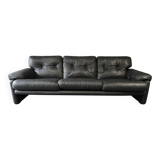 Black leather 3-seater sofa – Tobia Scarpa for B&B Italia