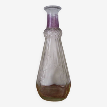 art deco style glass carafe with purple collar
