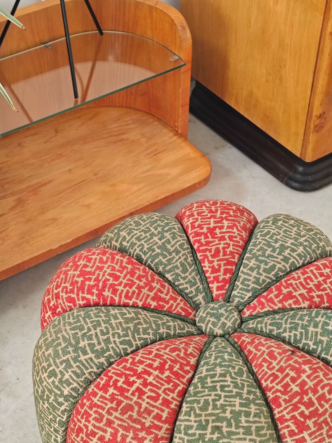 Stool, footrest, tulip pouf Jindrich Halabala Cesky Nabytek