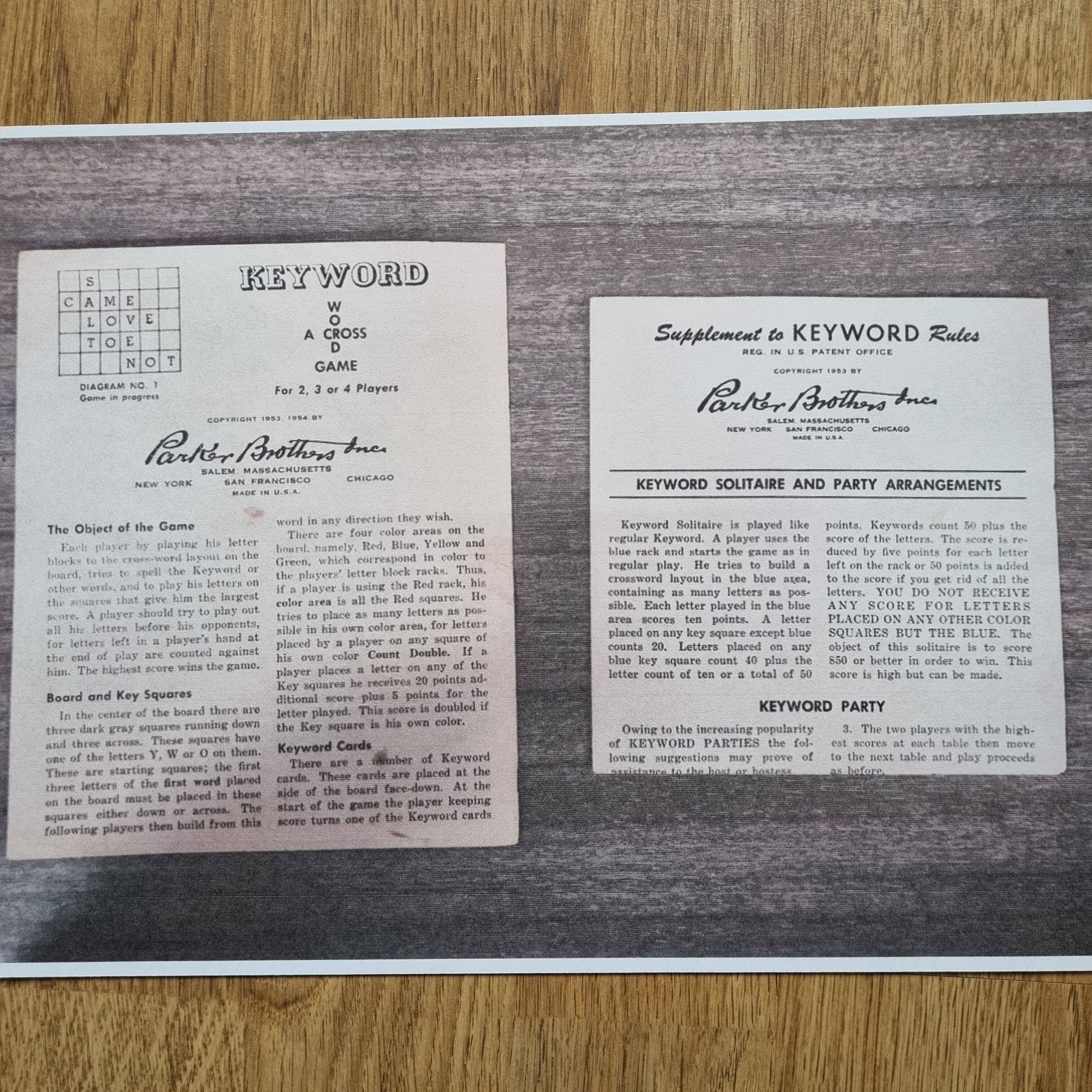 Vintage board game Keyword 1950s