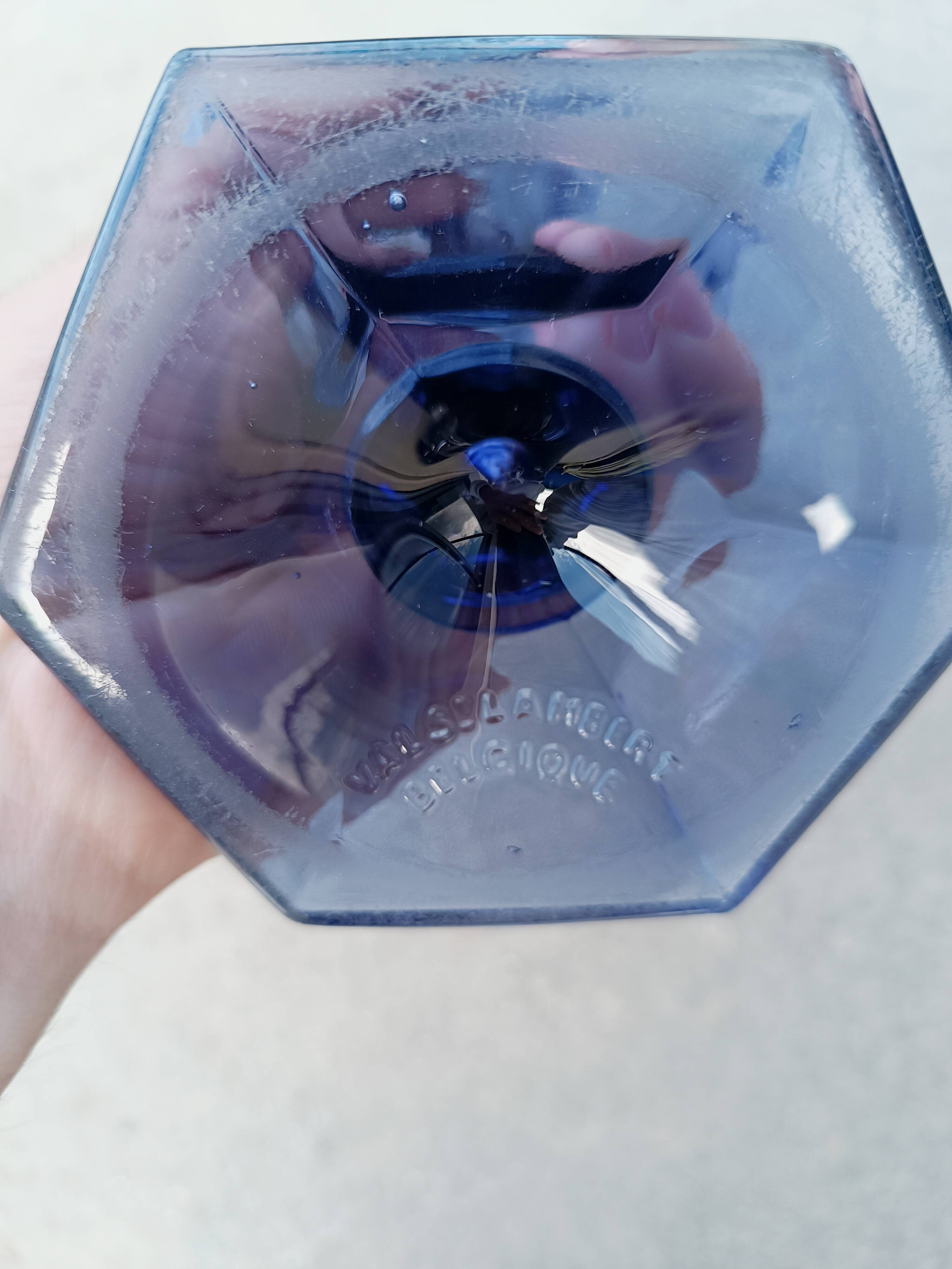 Val Saint Lambert blue art deco vase