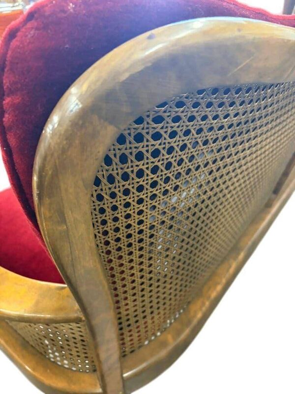 Fauteuil/canapé/salon baroque vintage rouge vin avec cannage
