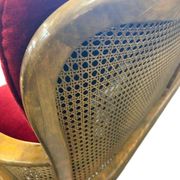 Vintage red wine baroque armchair/sofa/lounge with caning