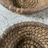 Duo of vintage bread baskets 46 cm and 48 cm in rye straw, baker's bread basket