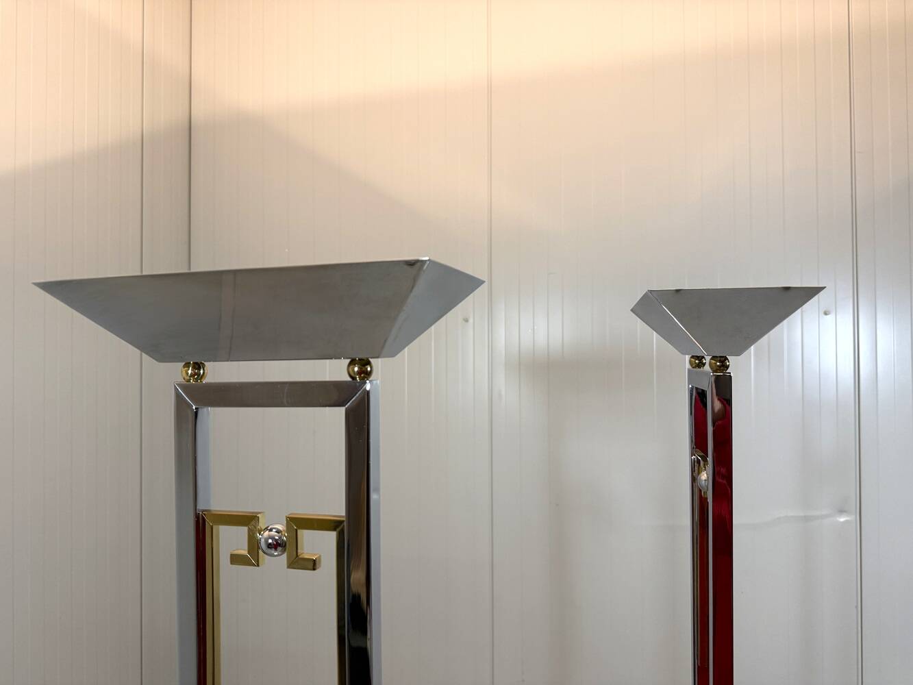 Arte Lumen floor lamps chrome & brass 1970’s, set of 2