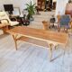 Birger Larsson, coffee table / side table, teak, oak and rattan. Modern Scandinavian.