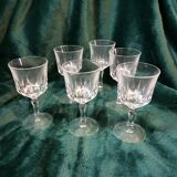 6 verres à pied en cristal d'Arques