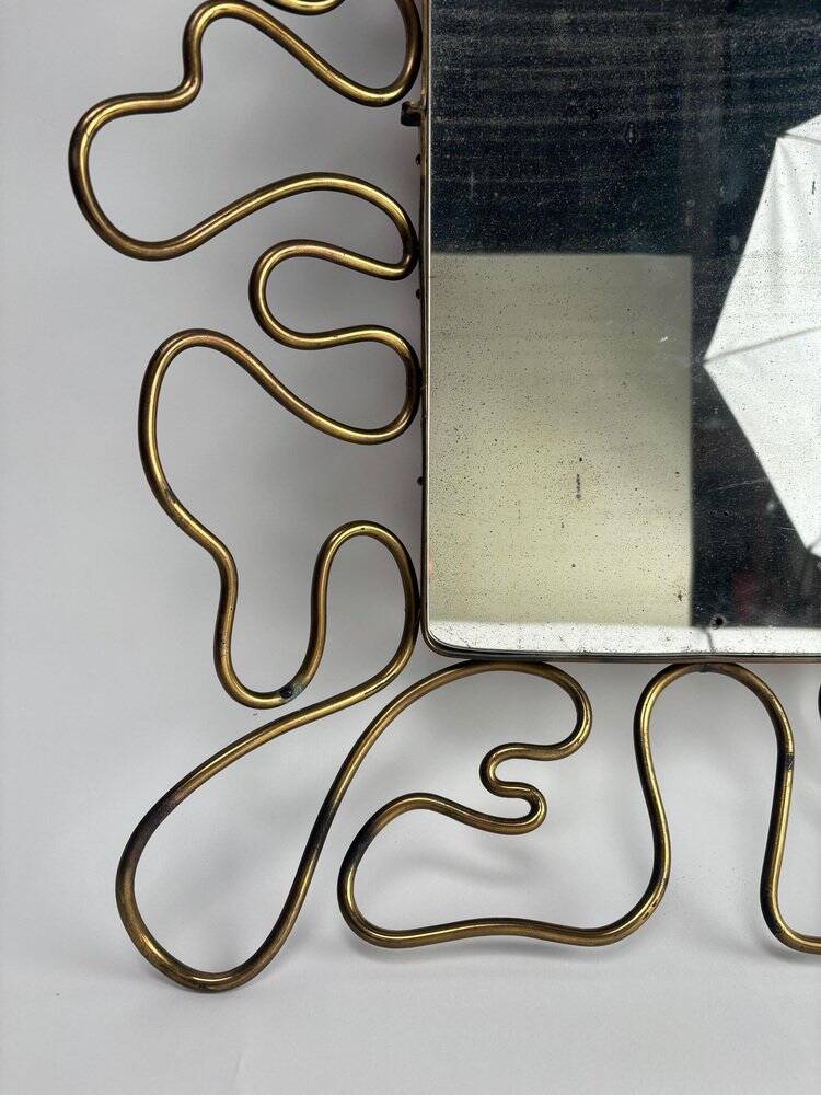 Mid-Century Brass Mirror in the style of Gio Ponti Style, Italy, 1950s