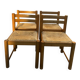4 vintage chairs made of solid wood and woven straw