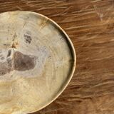 Petrified wood catchall or dish, beige with a brown spot in the centre, D24-27 -377.