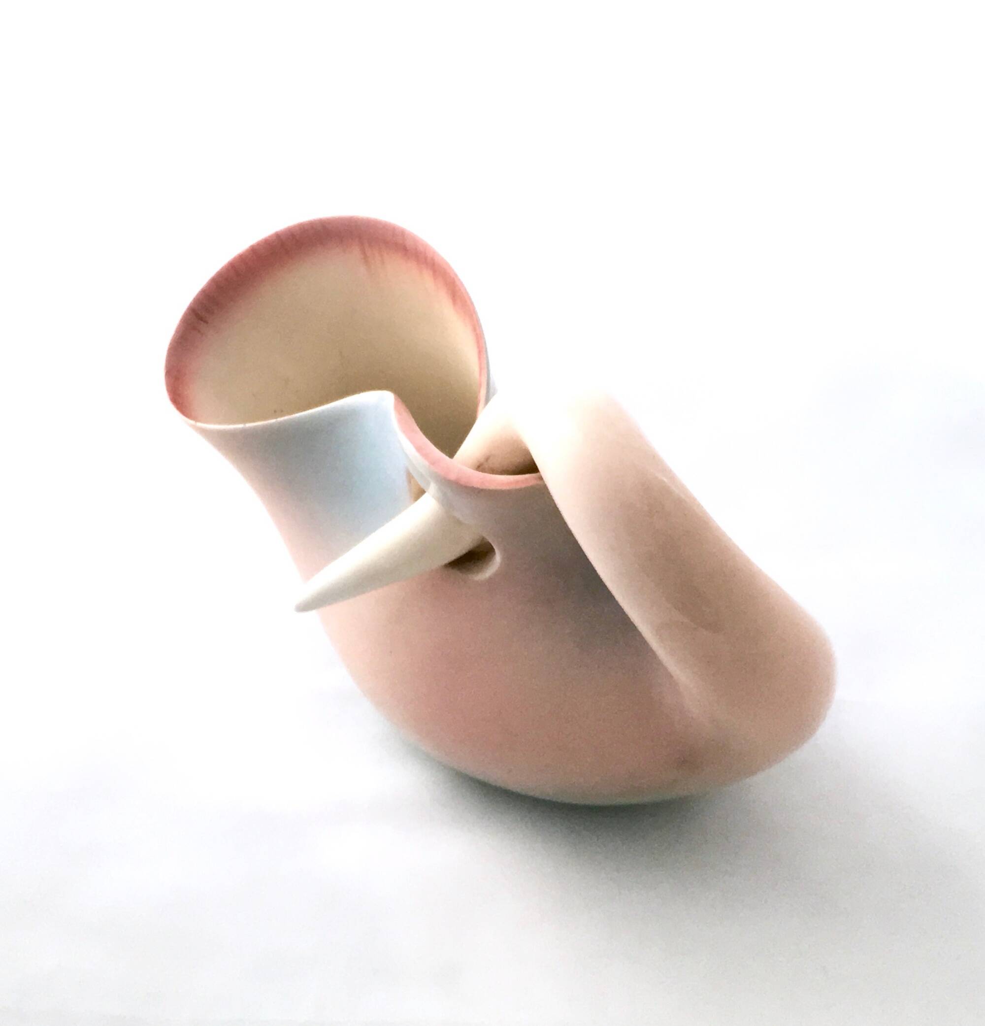 Centre de table en terre cuite laquée rose clair par Vibi, Italie, années 1960