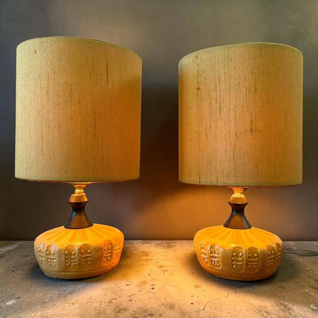 Set of 2 vintage ceramic table lamps / floor lamps
