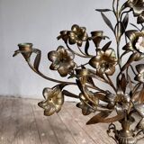 Pair of large 9-light altar candelabra, 19th century, in bronze and brass