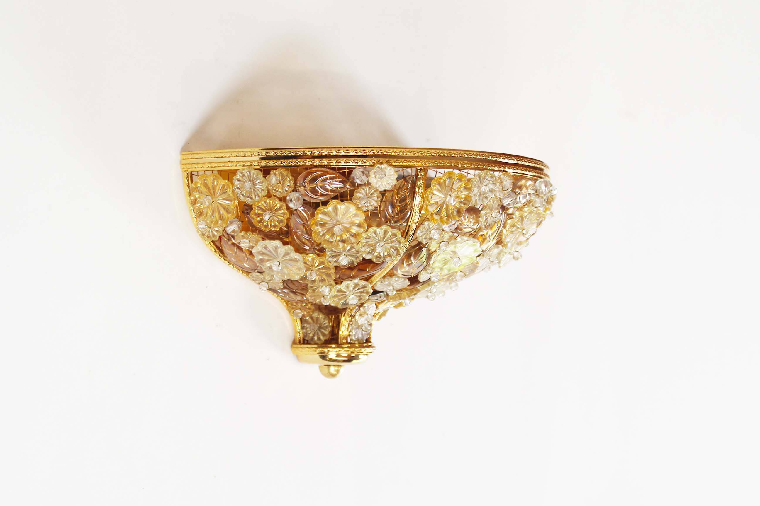 Incredible and rare crystal glass wall light light by Palwa, Germany 1960’s