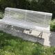 White metal Garden Bench and wooden slats 1970