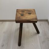 Tabouret bois ancien tripodes