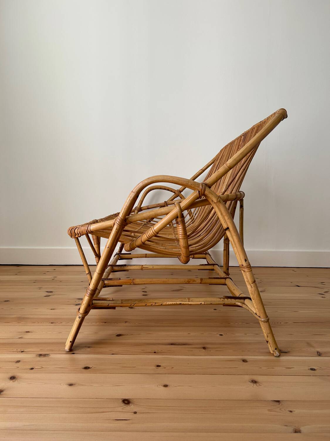 Vintage rattan bench
