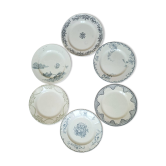 Assiettes plates anciennes dépareillées en terre de fer