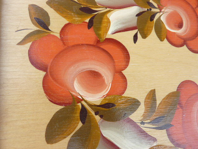 Russian tray in vintage painted wood