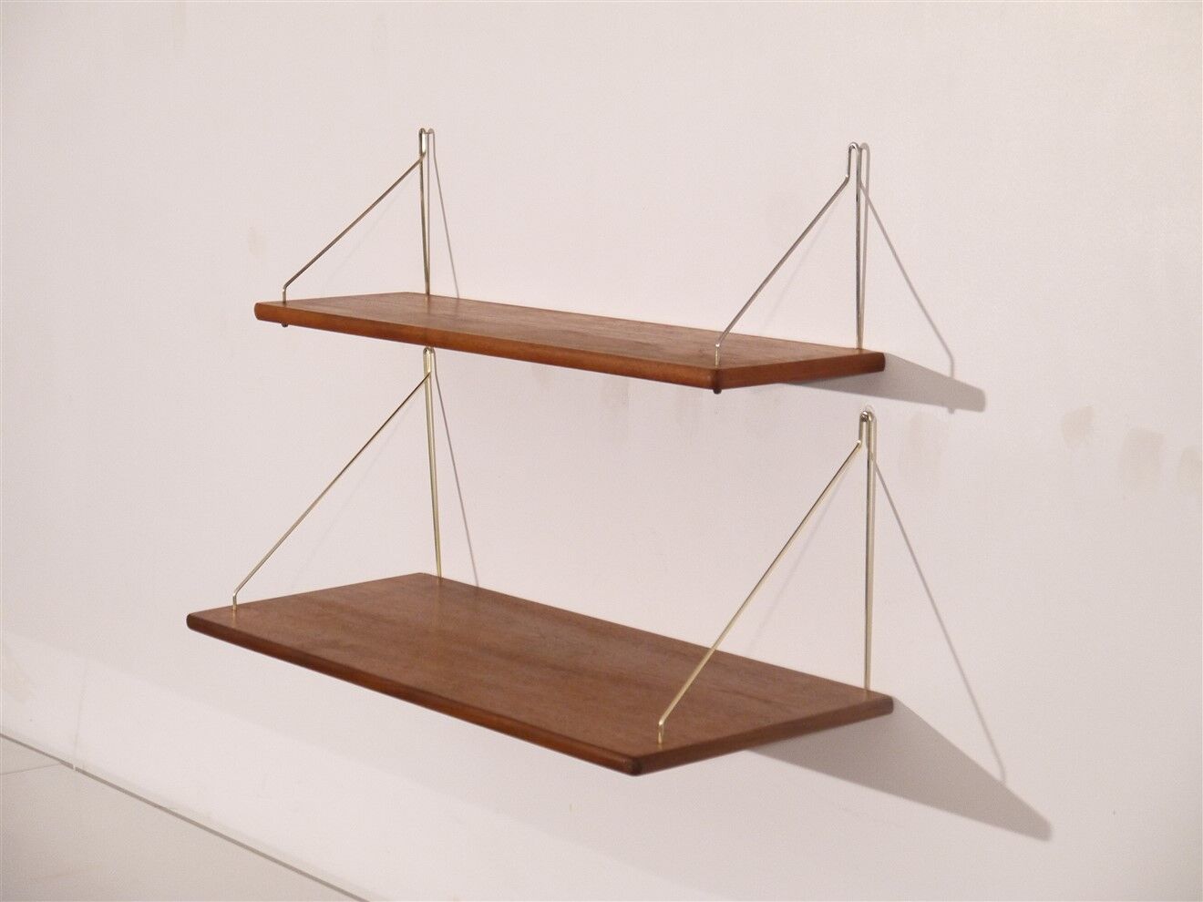 Pair of vintage Danish teak shelves 1960