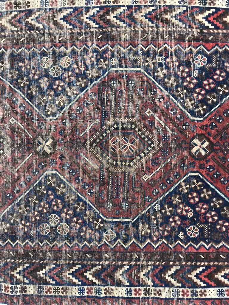 Carpet old persian hand made ghashghai wool 97 x 152 cm