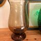 Smoky brown bubbled glass vase – flared tulip shape – vintage year
