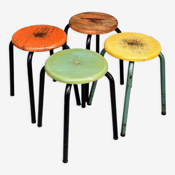 Vintage stools school stools set of 4