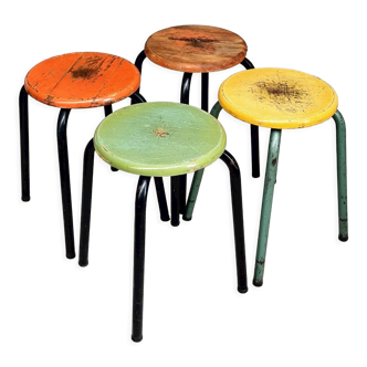 Vintage stools school stools set of 4