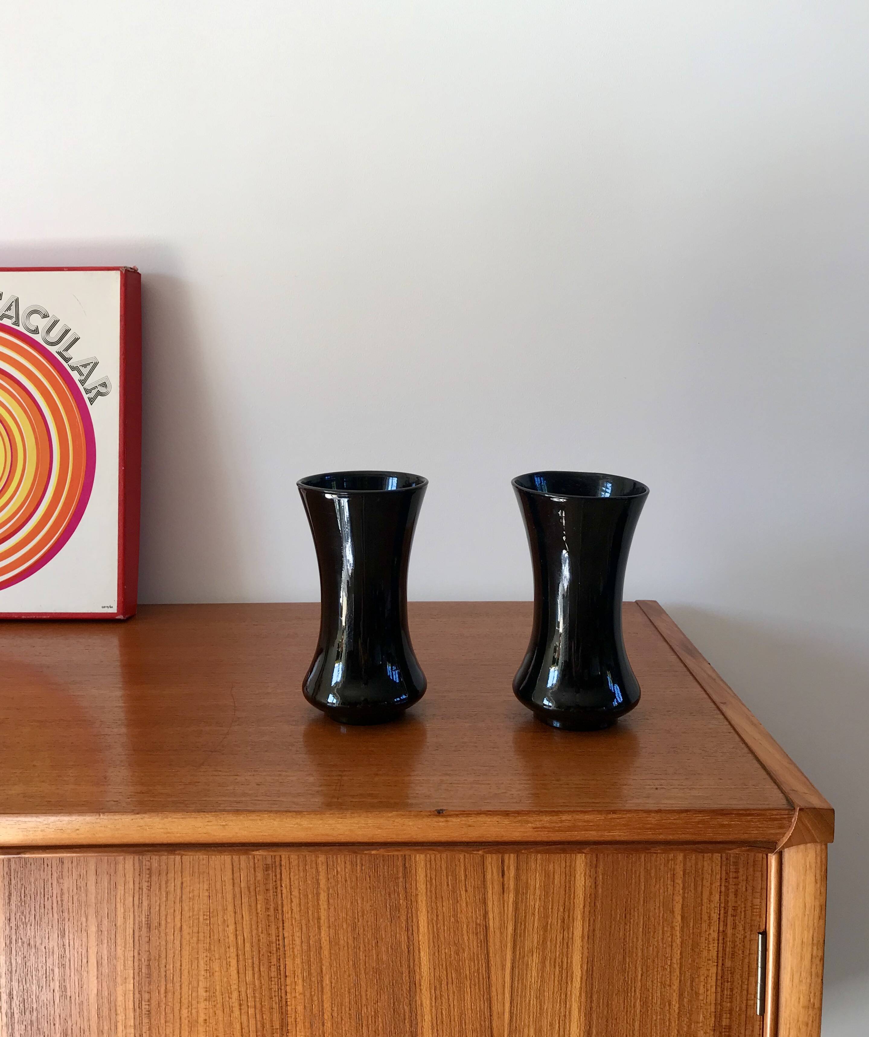 Pair of black opaline vases early 20th century