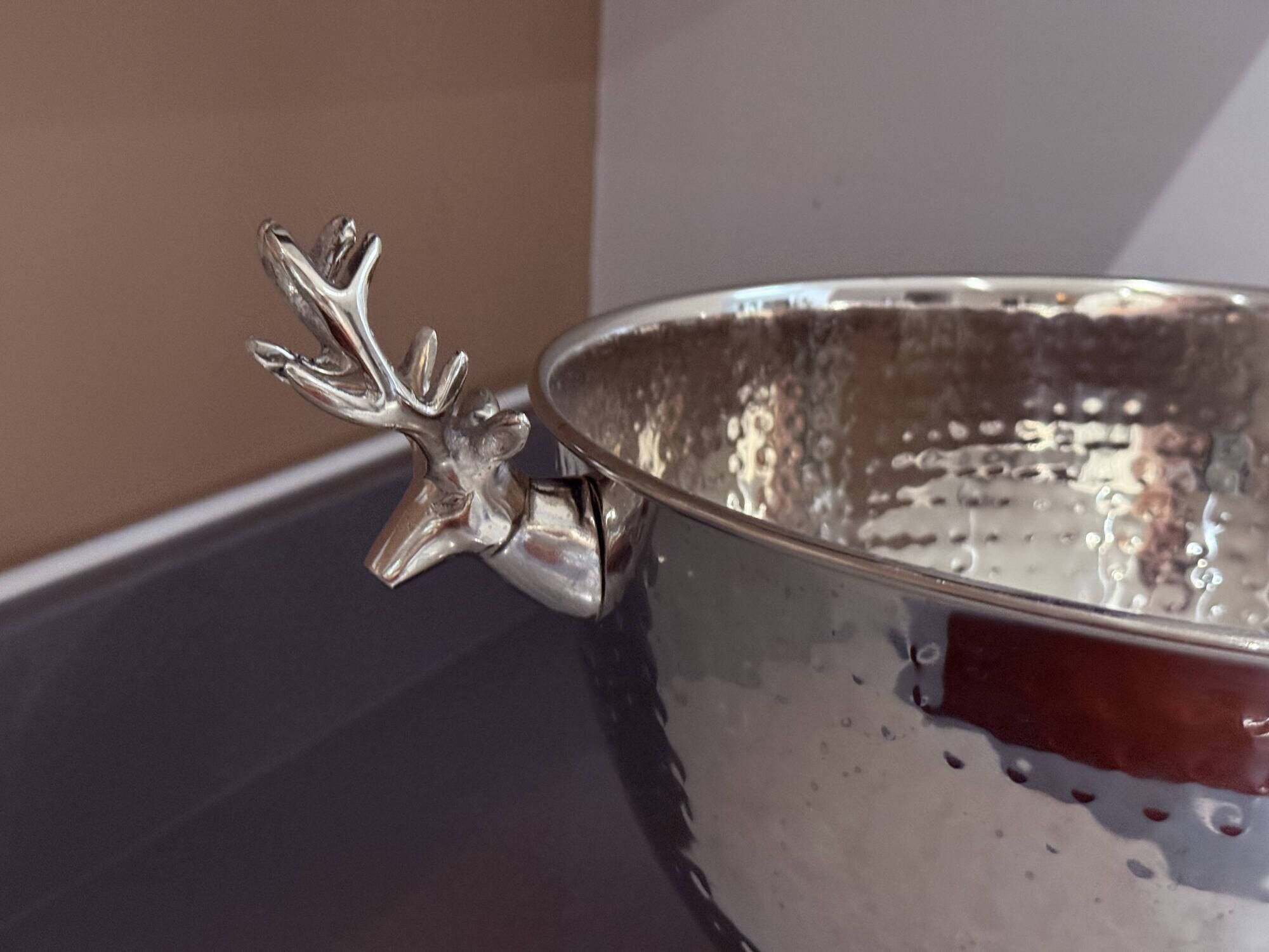 Vintage Silver Plate Bowl, Ice Bucket, European Decorative Bowl in the Shape of a Deer Head