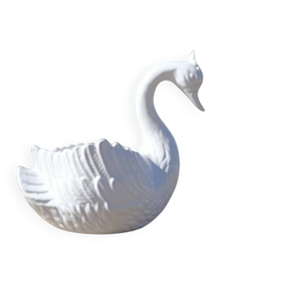 vintage white ceramic swan cache-pot / animal-shaped empty pocket