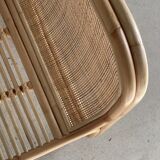 U-shaped armrest rattan armchair, grid canning