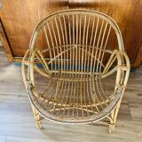 Fauteuil coquille en rotin