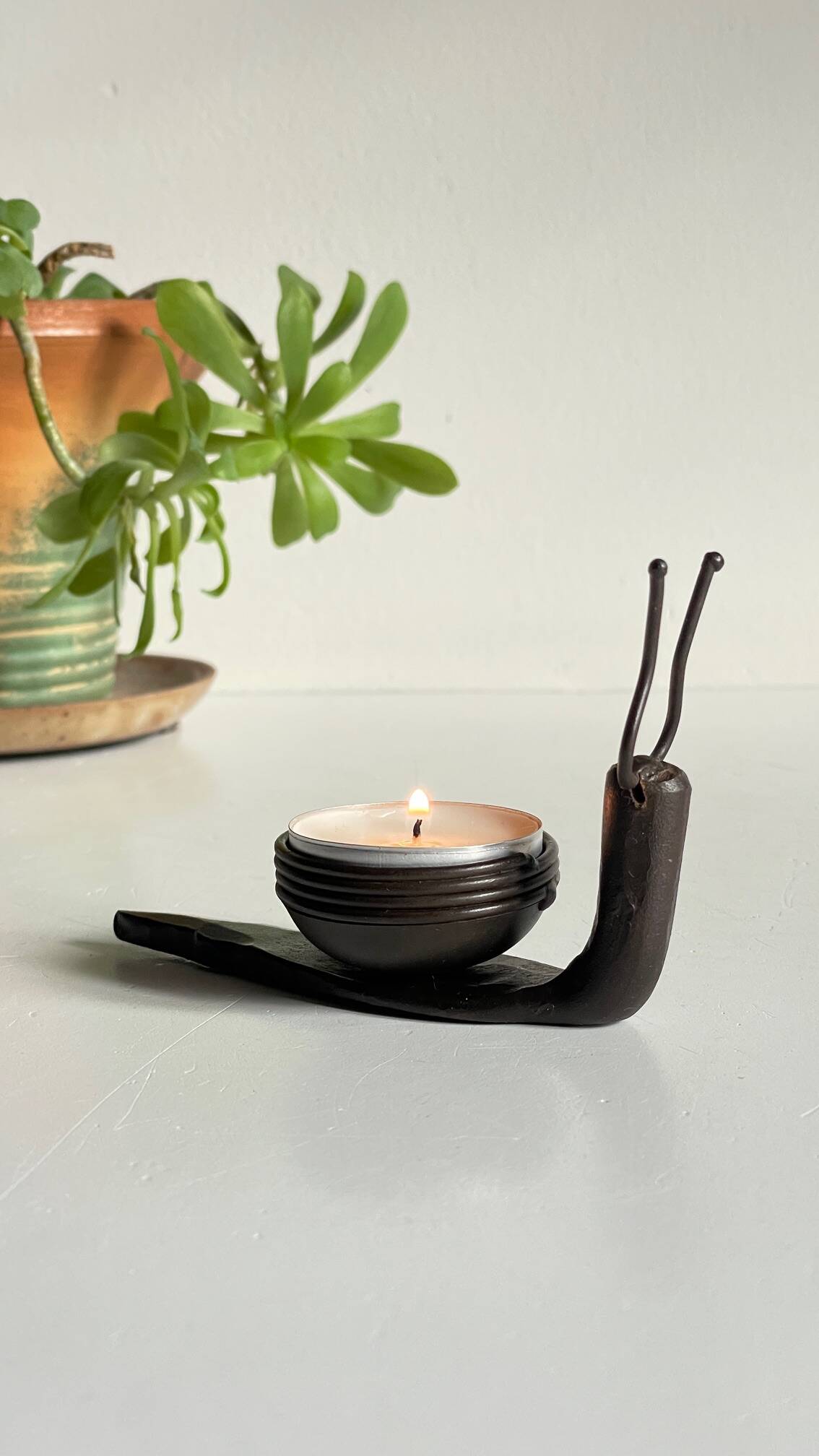 Brutalist vintage snail shape candle holder