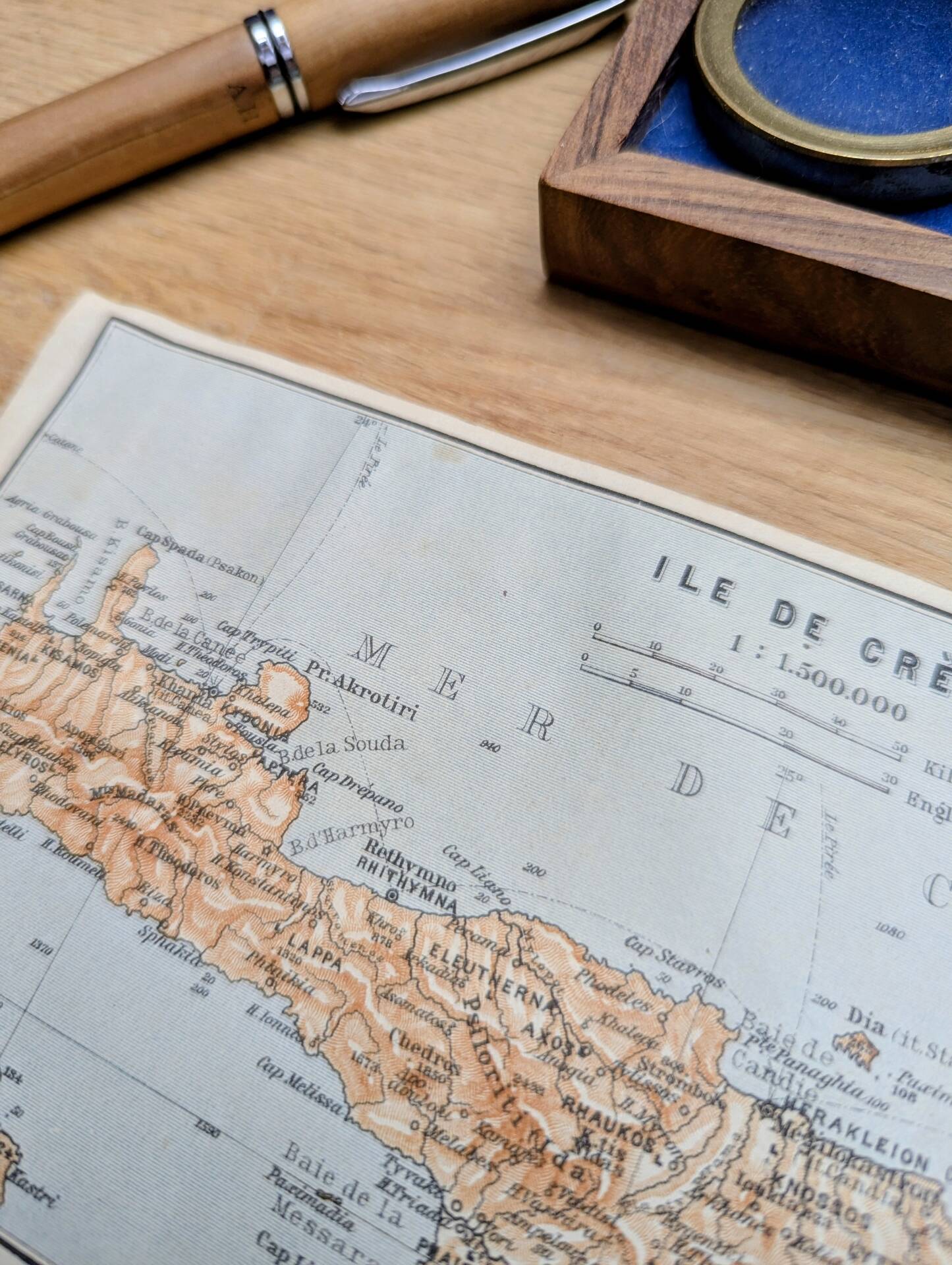La Crète, Grèce, petit plan original imprimée en 1910.