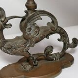 Pair of bronze candlesticks representing chimeras/dragons - 19th century