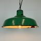 Industrial french green enamel factory lamp, 1960s